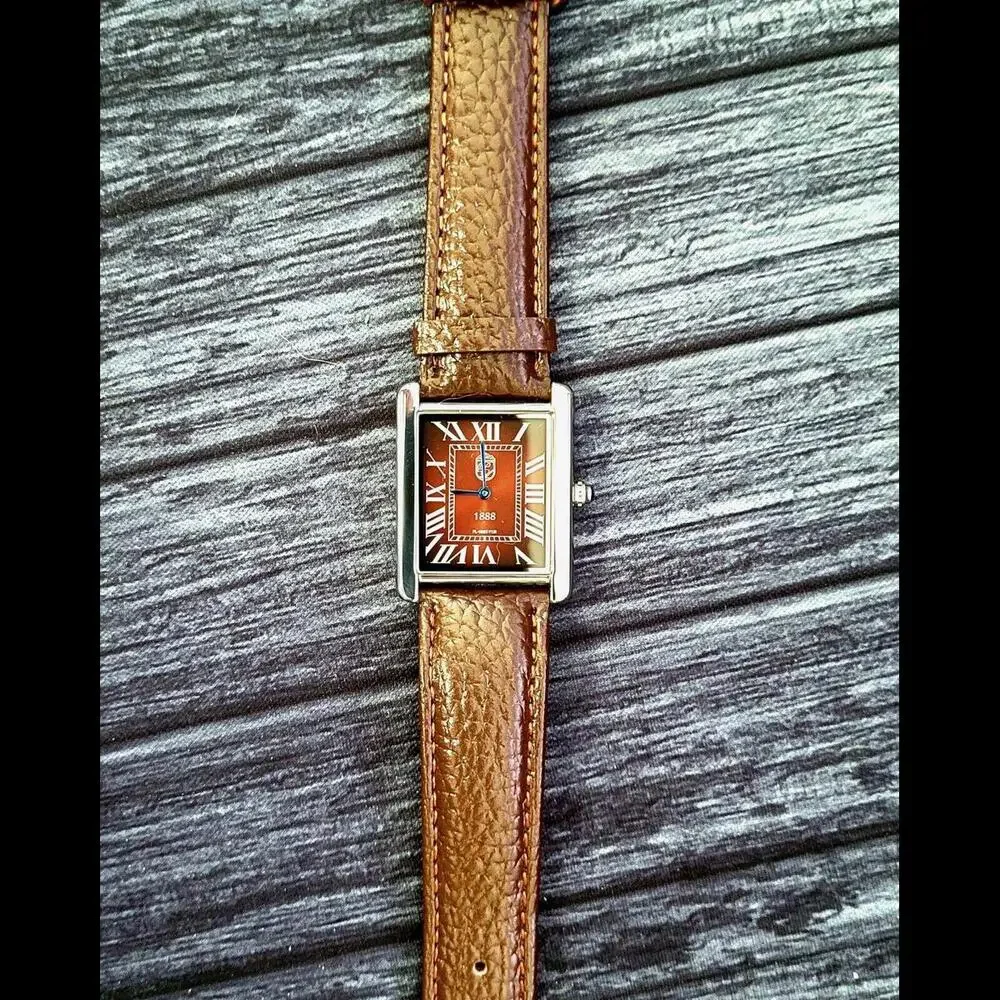 Pierre Lucerne Root Beer‎ Sunurst Dial 1888 Mens Tank Watch